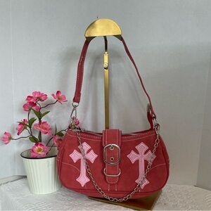 Y2K Light Red with Pink Cross Patches~‎ Buckle